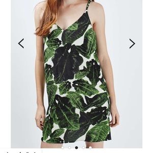 Topshop Petite Palm Print Slip Dress - Size 0